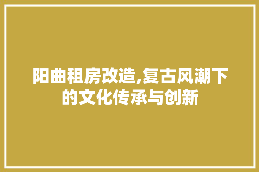 阳曲租房改造,复古风潮下的文化传承与创新