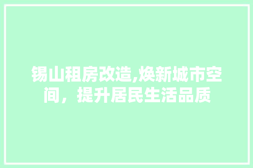 锡山租房改造,焕新城市空间，提升居民生活品质 景观设计