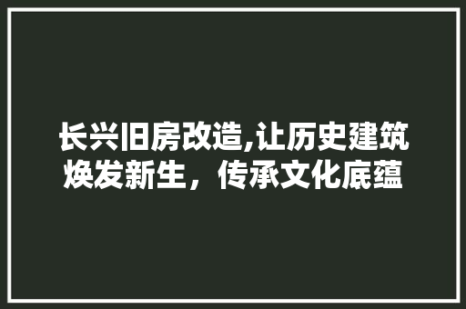 长兴旧房改造,让历史建筑焕发新生，传承文化底蕴