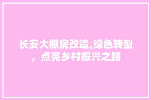 长安大棚房改造,绿色转型，点亮乡村振兴之路