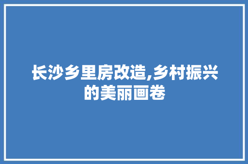 长沙乡里房改造,乡村振兴的美丽画卷