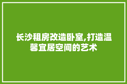 长沙租房改造卧室,打造温馨宜居空间的艺术