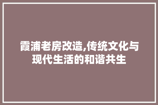 霞浦老房改造,传统文化与现代生活的和谐共生