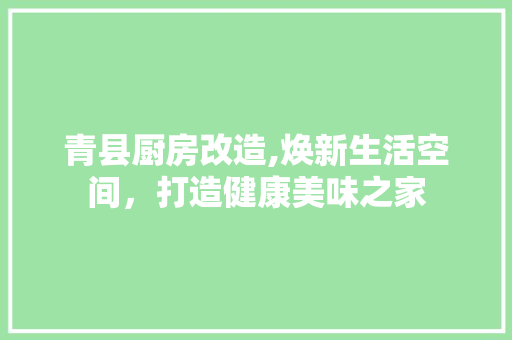 青县厨房改造,焕新生活空间，打造健康美味之家