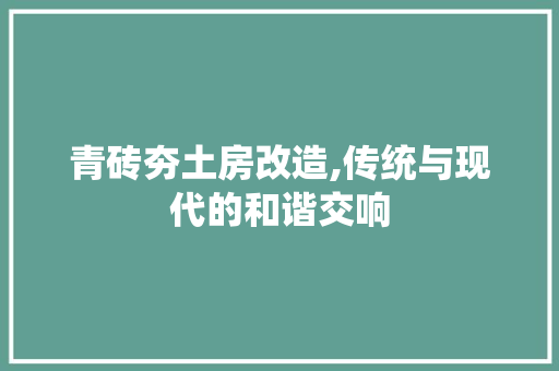 青砖夯土房改造,传统与现代的和谐交响