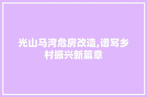光山马湾危房改造,谱写乡村振兴新篇章