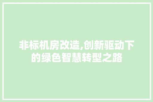 非标机房改造,创新驱动下的绿色智慧转型之路
