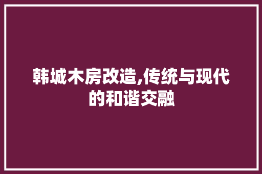 韩城木房改造,传统与现代的和谐交融