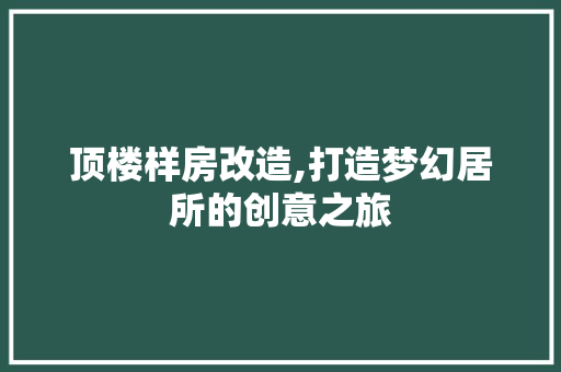 顶楼样房改造,打造梦幻居所的创意之旅