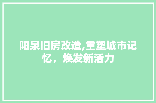 阳泉旧房改造,重塑城市记忆,焕发新活力 装修材料 阳泉旧房改造,重塑城市记忆,焕发新活力 装修材料