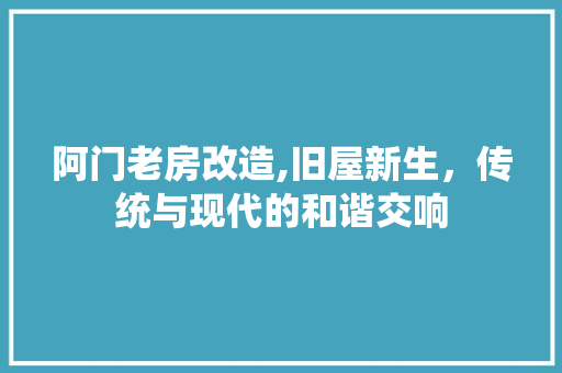 阿门老房改造,旧屋新生，传统与现代的和谐交响