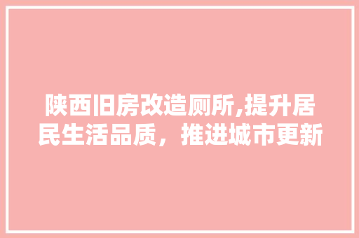 陕西旧房改造厕所,提升居民生活品质，推进城市更新