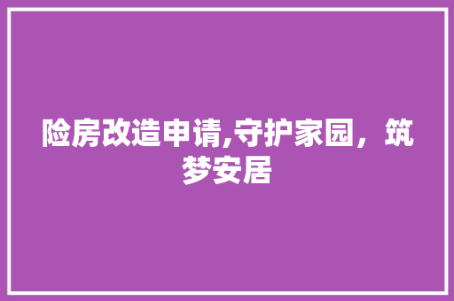 险房改造申请,守护家园，筑梦安居