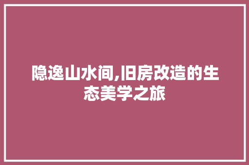隐逸山水间,旧房改造的生态美学之旅 装修攻略