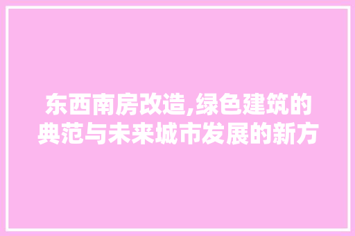 东西南房改造,绿色建筑的典范与未来城市发展的新方向