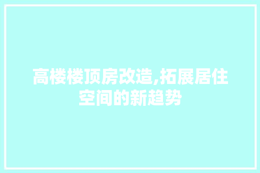 高楼楼顶房改造,拓展居住空间的新趋势