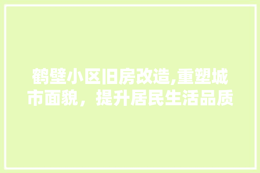 鹤壁小区旧房改造,重塑城市面貌，提升居民生活品质