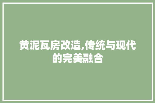 黄泥瓦房改造,传统与现代的完美融合