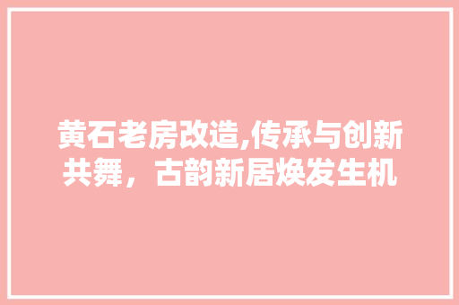 黄石老房改造,传承与创新共舞，古韵新居焕发生机