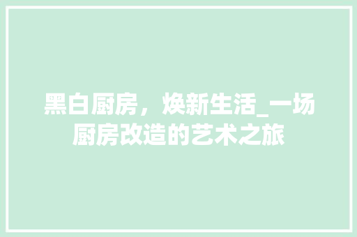 黑白厨房，焕新生活_一场厨房改造的艺术之旅