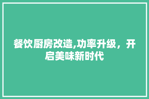 餐饮厨房改造,功率升级，开启美味新时代