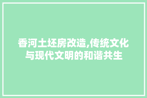 香河土坯房改造,传统文化与现代文明的和谐共生