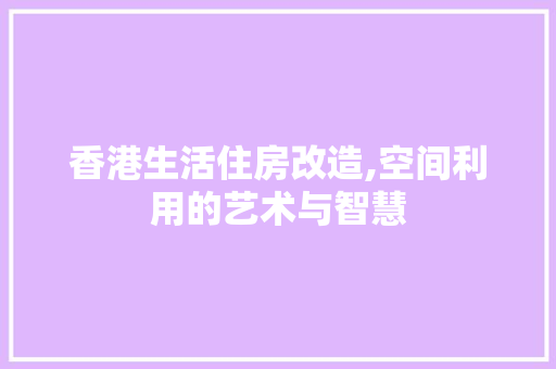 香港生活住房改造,空间利用的艺术与智慧
