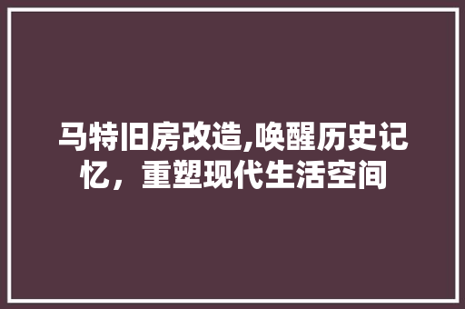 马特旧房改造,唤醒历史记忆，重塑现代生活空间