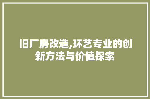 旧厂房改造,环艺专业的创新方法与价值探索 地面装修