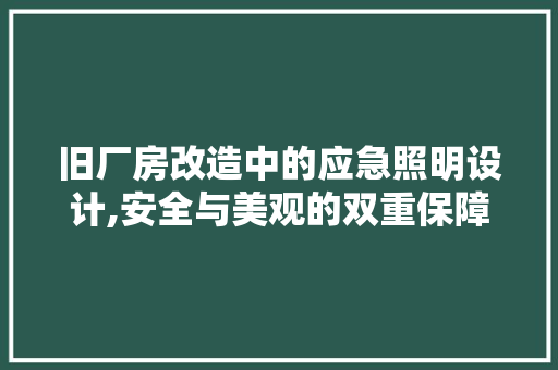 旧厂房改造中的应急照明设计,安全与美观的双重保障