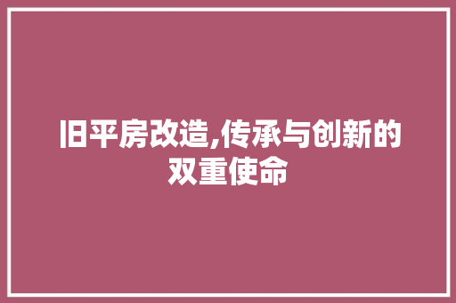 旧平房改造,传承与创新的双重使命