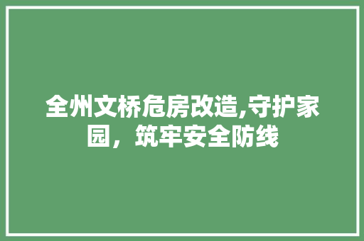 全州文桥危房改造,守护家园，筑牢安全防线