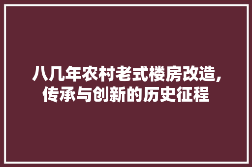 八几年农村老式楼房改造,传承与创新的历史征程