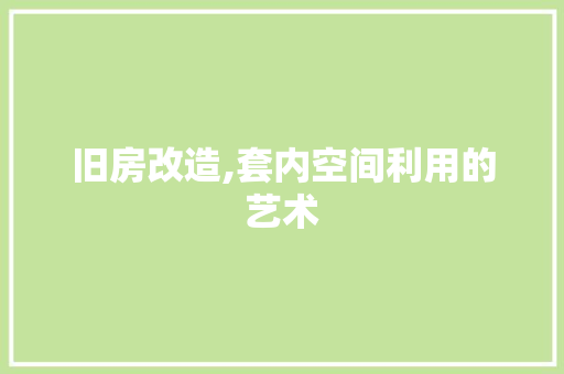 旧房改造,套内空间利用的艺术