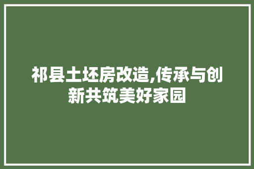 祁县土坯房改造,传承与创新共筑美好家园