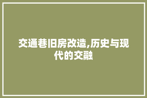 交通巷旧房改造,历史与现代的交融