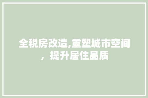 全税房改造,重塑城市空间，提升居住品质