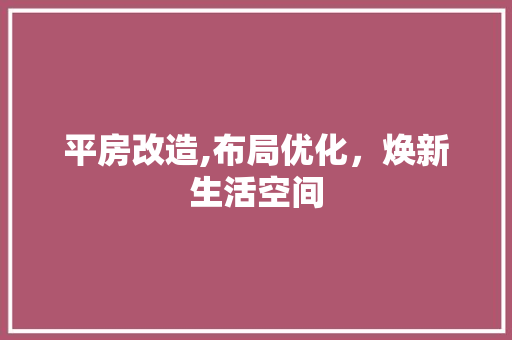 平房改造,布局优化，焕新生活空间