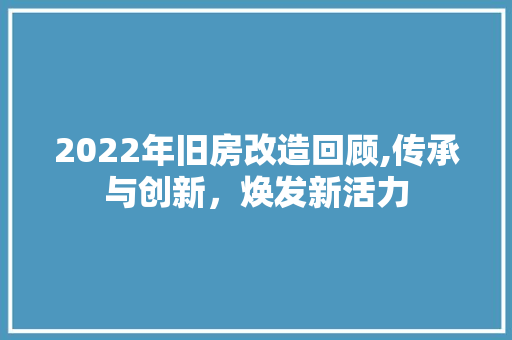 2022年旧房改造回顾,传承与创新，焕发新活力 装修材料
