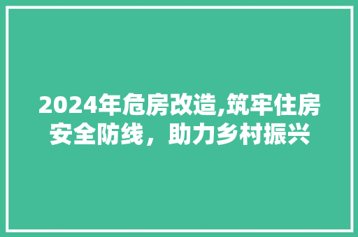 2024年危房改造,筑牢住房安全防线，助力乡村振兴