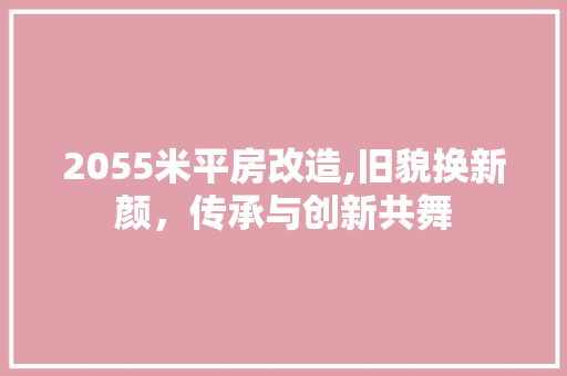 2055米平房改造,旧貌换新颜，传承与创新共舞