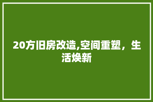 20方旧房改造,空间重塑，生活焕新 装修攻略