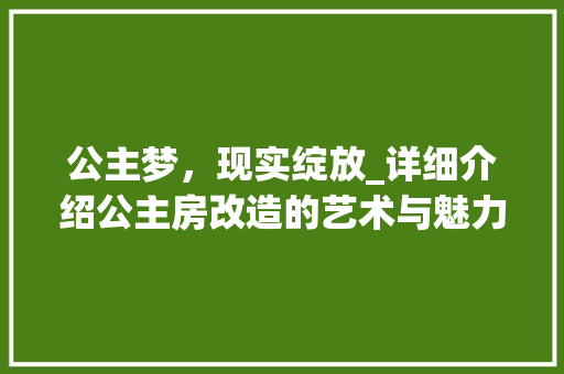 公主梦，现实绽放_详细介绍公主房改造的艺术与魅力
