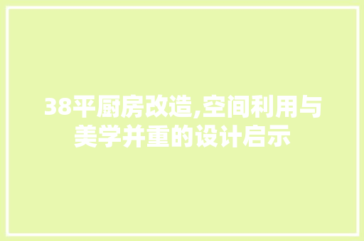 38平厨房改造,空间利用与美学并重的设计启示