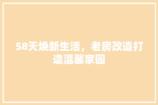 58天焕新生活，老房改造打造温馨家园