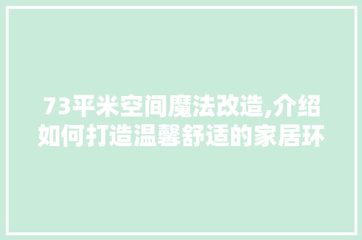 73平米空间魔法改造,介绍如何打造温馨舒适的家居环境