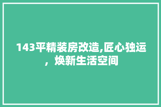 143平精装房改造,匠心独运，焕新生活空间