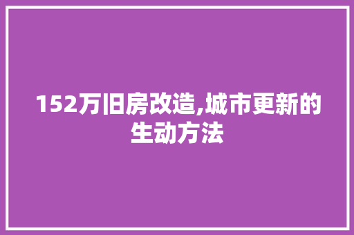 152万旧房改造,城市更新的生动方法